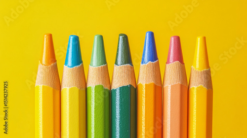 Wallpaper Mural A vibrant array of colored pencils standing tall against a sunny yellow backdrop evoking creativity and playful learning Torontodigital.ca