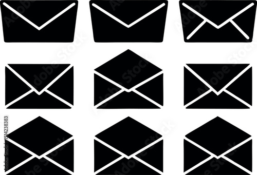 set of vector envelopes email icon set