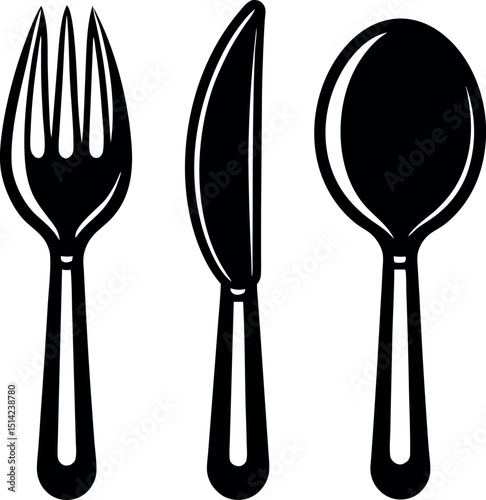 spoon and fork vector silhouette