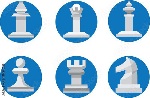 White chess graphic, strategic planning and competition communication, business and trade approach.