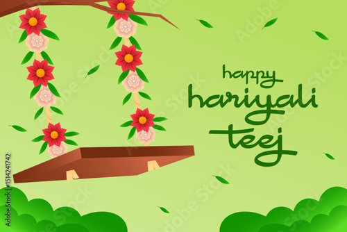 happy Hariyali Teej festival background illustration