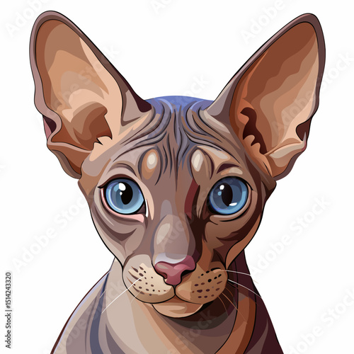 Cartoon Oriental Shorthair – Elegant Feline with Long Face Clipart