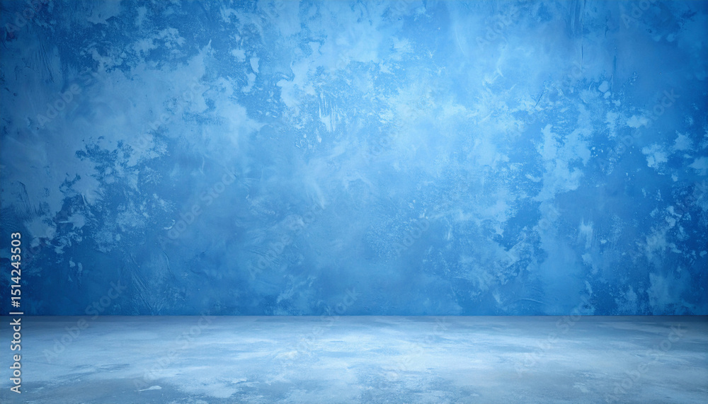 Fototapeta premium Ultra-Realistic Blue Textured Wall Background with Smooth Floor