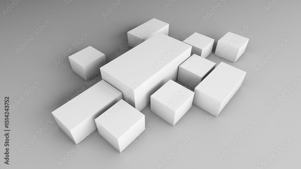 White stand on a white background,mock up podium for product presentation,3D rendering White stand on a white background,mock up podium for product presentation,3D rendering