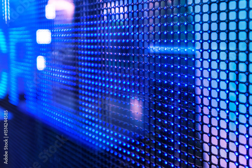 LED display technology displays color image information on large wall areas in interior design.