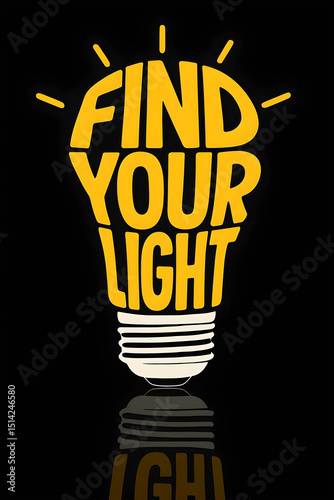 Bold Light Bulb Illustration With 'Find Your Light' Text