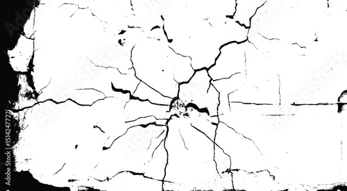 Background of cracks, scuffs, Grunge black and white seamless pattern. Monochrome abstract texture. Vector illustration.