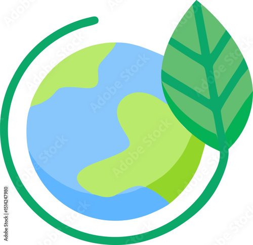 A globe with a green leaf, symbolizing environmental care and sustainability