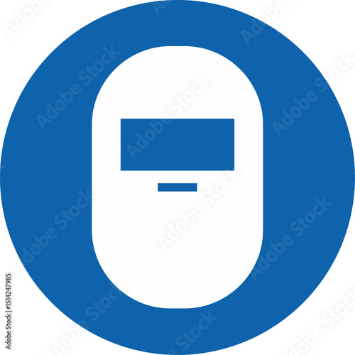The image shows a white welding mask icon centered in a blue circle, typically used as a mandatory safety sign for welding protection Free Download The image shows a white welding mask icon centered in a blue circle, typically used as a mandatory safety sign for welding protection - GFXLoad