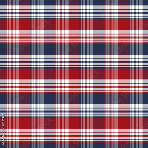 American Red White and Blue Plaid Seamless Repeat