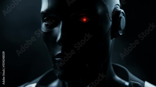 Futuristic robot head closeup