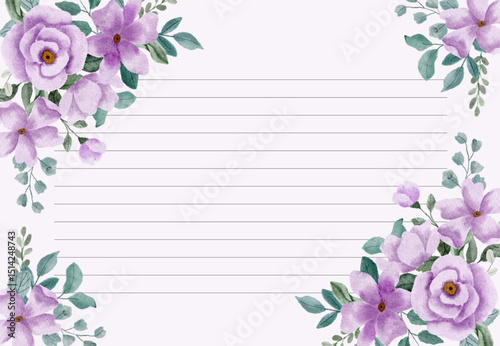 delicate purple floral watercolor frame