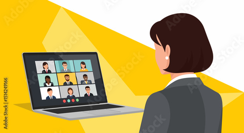 Professional Businesswoman Participating in a Virtual Conference Call Meeting