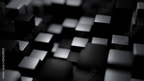 Black and Grey Cubes Moving Smoothly in Modern Abstract Seamless Loop Animation