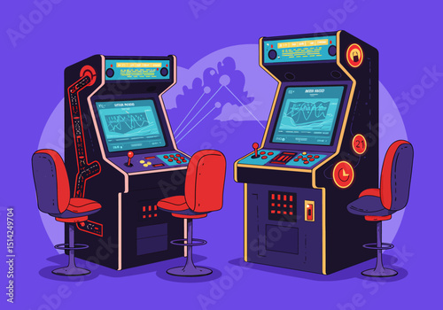 Retro Arcade Gaming Machines and High Score Pixel Art