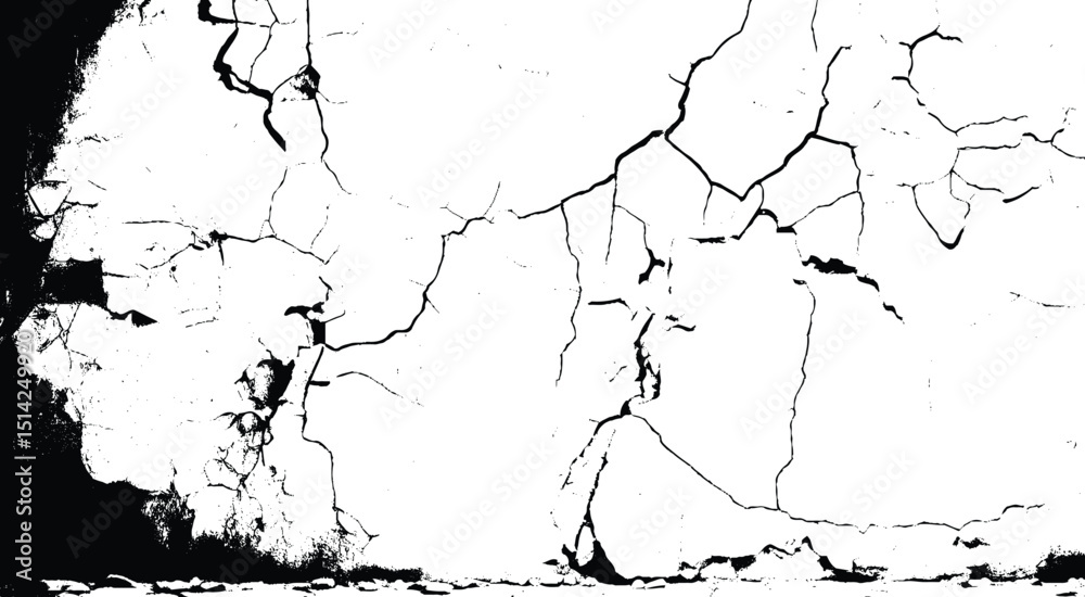 Fototapeta premium Rough, scratch, splatter grunge pattern design brush strokes. Overlay texture. Faded black-white dyed paper texture. Sketch grunge design. Use for poster, cover, banner, mock-up, stickers layout.