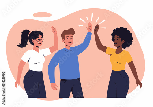 Team Celebration High Five Diverse Group Achievement Success