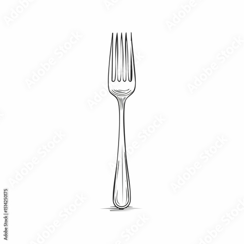 Single fork icon with sharp lines and modern simplicity, ideal for kitchen graphics.