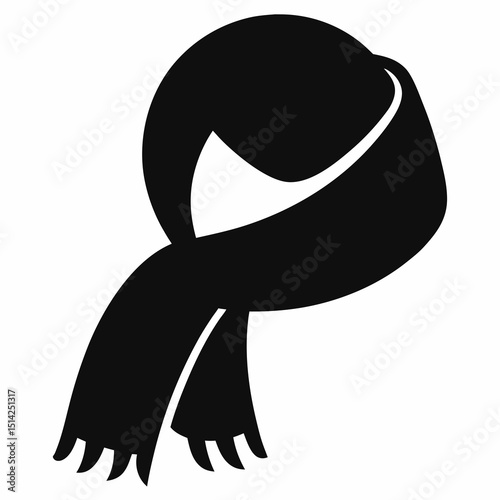 Black Scarf Silhouette Vector Clipart  Warm Winter Fashion Accessory Illustration