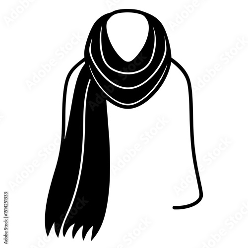 Black Scarf Silhouette Vector Clipart  Warm Winter Fashion Accessory Illustration