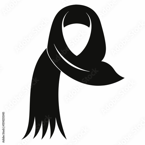 Black Scarf Silhouette Vector Clipart  Warm Winter Fashion Accessory Illustration