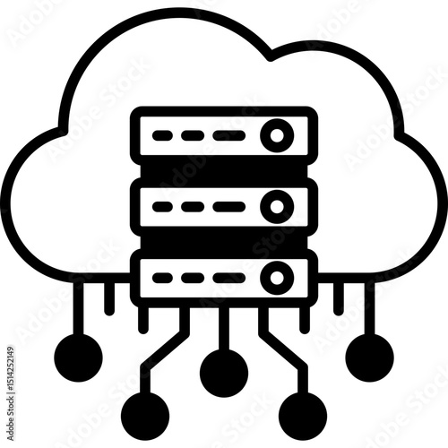 Cloud server mixed glyph icon. Simple vector icon design in glyph style. Editable vector format