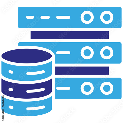 Database storage solid dual color icon. Simple vector icon design in solid color style. Editable vector format