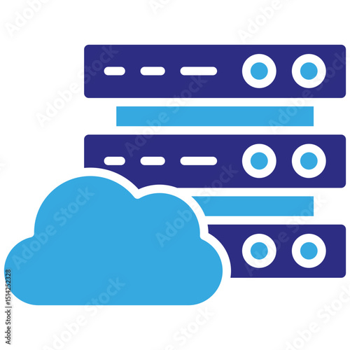 Cloud data solid dual color icon. Simple vector icon design in solid color style. Editable vector format