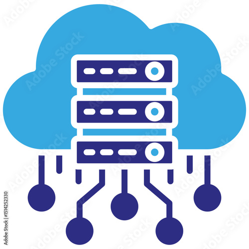 Cloud server solid dual color icon. Simple vector icon design in solid color style. Editable vector format