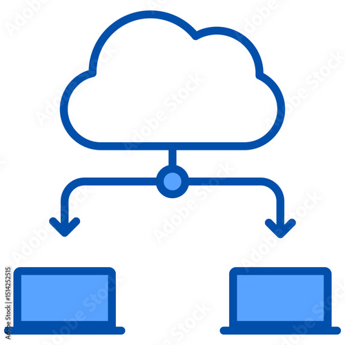 Cloud blue color icon. Simple vector icon design in blue color style. Editable vector format