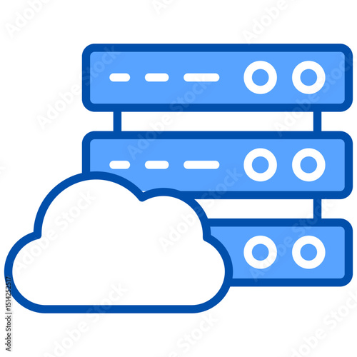Cloud data blue color icon. Simple vector icon design in blue color style. Editable vector format