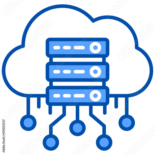 Cloud server blue color icon. Simple vector icon design in blue color style. Editable vector format