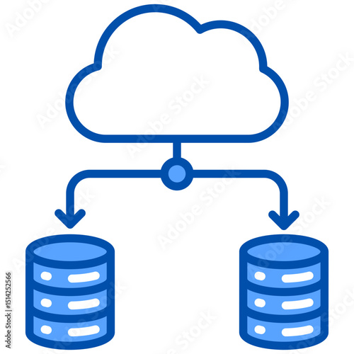 Cloud server blue color icon. Simple vector icon design in blue color style. Editable vector format