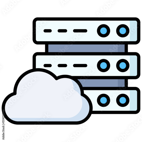 Cloud data lineal color icon. Simple vector icon design in lineal color style. Editable vector format