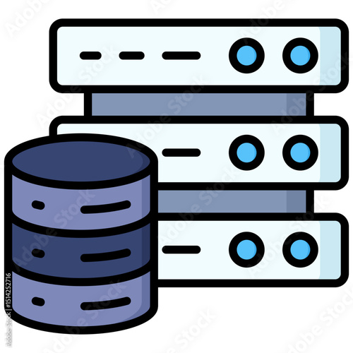 Database storage lineal color icon. Simple vector icon design in lineal color style. Editable vector format