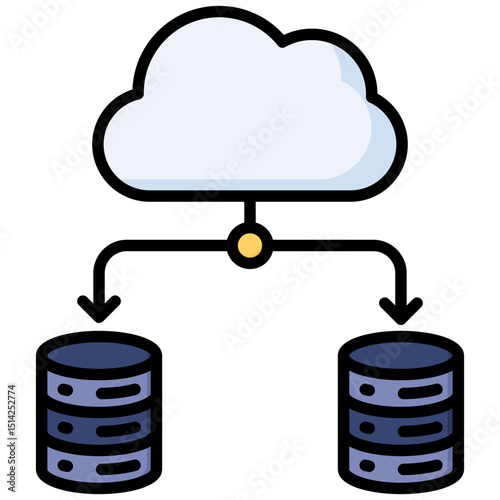 Cloud server lineal color icon. Simple vector icon design in lineal color style. Editable vector format