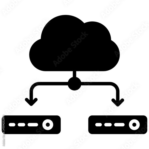 Cloud database gylph icon. Simple vector icon design in gylph style. Editable vector format