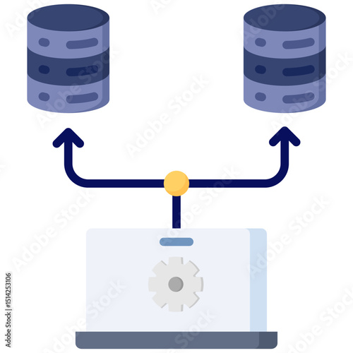 Database management flat color icon. Simple vector icon design in flat color style. Editable vector format