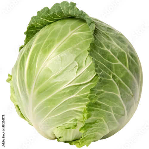 Realistic photograph of a complete cabbage