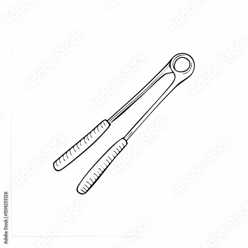 Basic kitchen tongs in a simple line style, great for cooking or serving visuals.