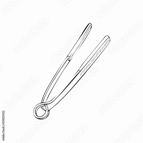 Basic kitchen tongs in a simple line style, great for cooking or serving visuals.