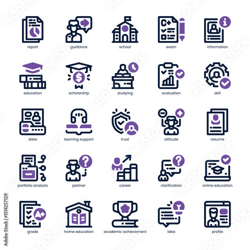 Student Counseling Icon pack for your website, mobile, presentation, and logo design. Student Counseling Icon dual tone design. Vector graphics illustration and editable stroke.