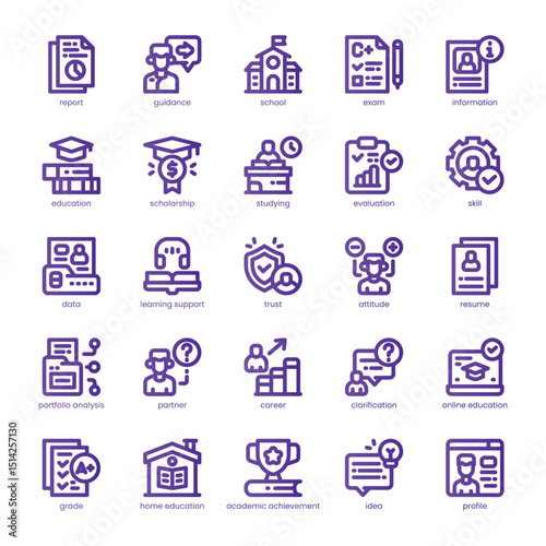 Student Counseling Icon pack for your website, mobile, presentation, and logo design. Student Counseling Icon line basic color design. Vector graphics illustration and editable stroke.