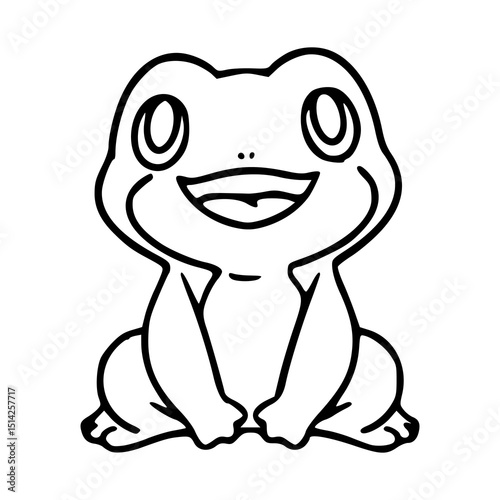 happy cartoon frog outline drawing