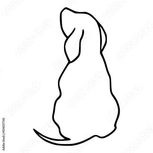 line art drawing of a sitting dog