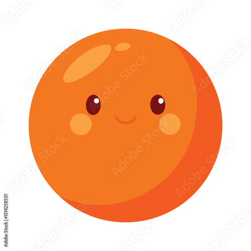 Orange Gumball with Playful Face and Glossy Finish