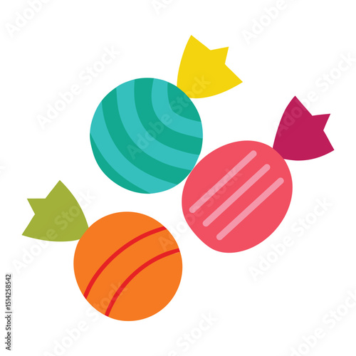 Assorted Colorful Bonbons in Modern Flat Design