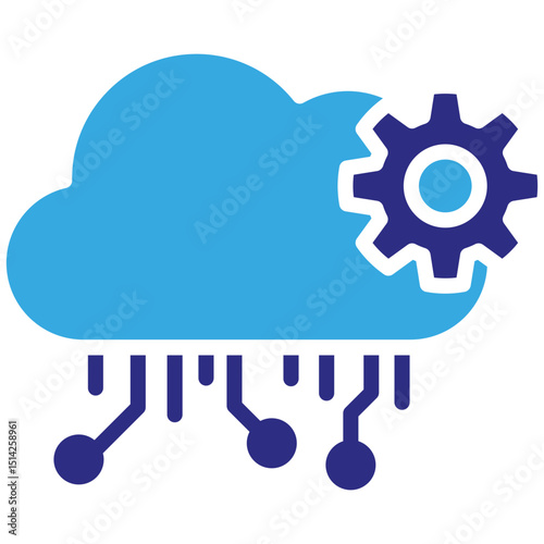 Cloud computing solid dual color icon. Simple vector icon design in solid color style. Editable vector format