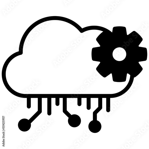Cloud computing mixed glyph icon. Simple vector icon design in glyph style. Editable vector format