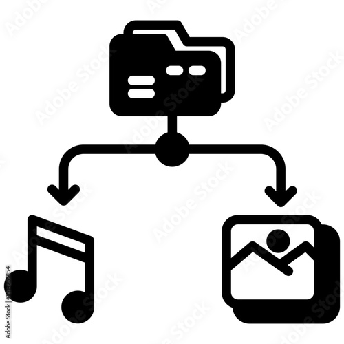 Digital asset management mixed glyph icon. Simple vector icon design in glyph style. Editable vector format